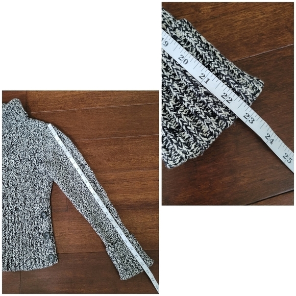 Apt 9 Black & White Cable Knit Button Detail Turtleneck Sweater Women's Petite S - Picture 7 of 7